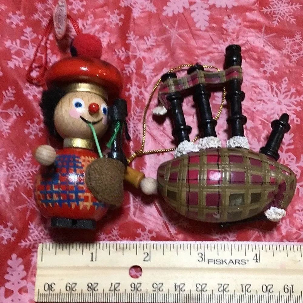 Set of Steinbach handmade bagpipe ornaments